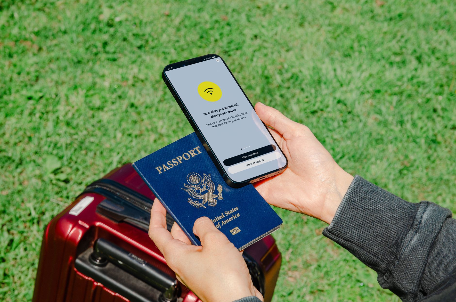 Smartphone em uso durante uma viagem